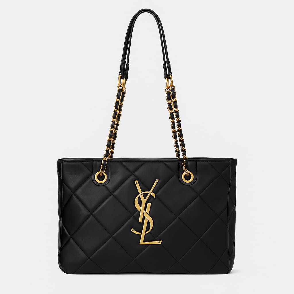 Saint Laurent Quilted Leather Tote Bag