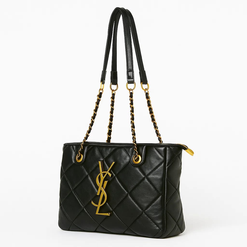 Saint Laurent Quilted Leather Tote Bag