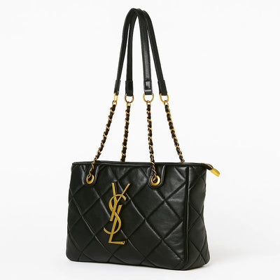 Saint Laurent Quilted Leather Tote Bag