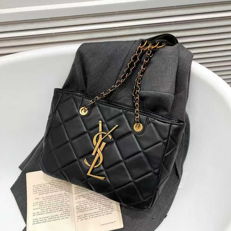 Saint Laurent Quilted Leather Tote Bag