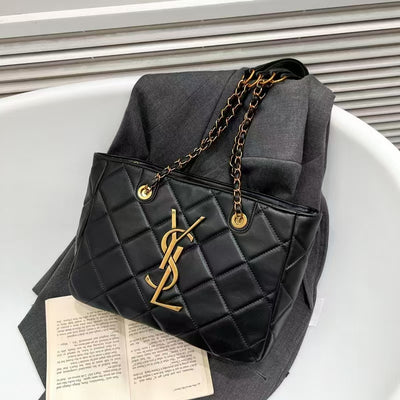 Saint Laurent Quilted Leather Tote Bag